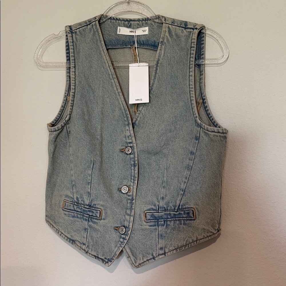Mango Light Blue Denim Vest